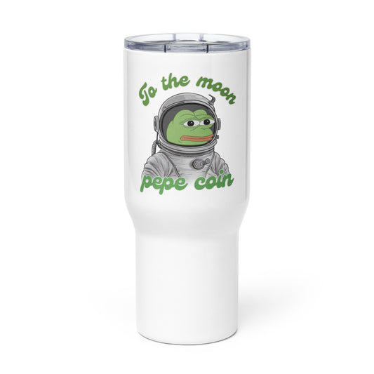 PEPE Coin Travel mug with a handle