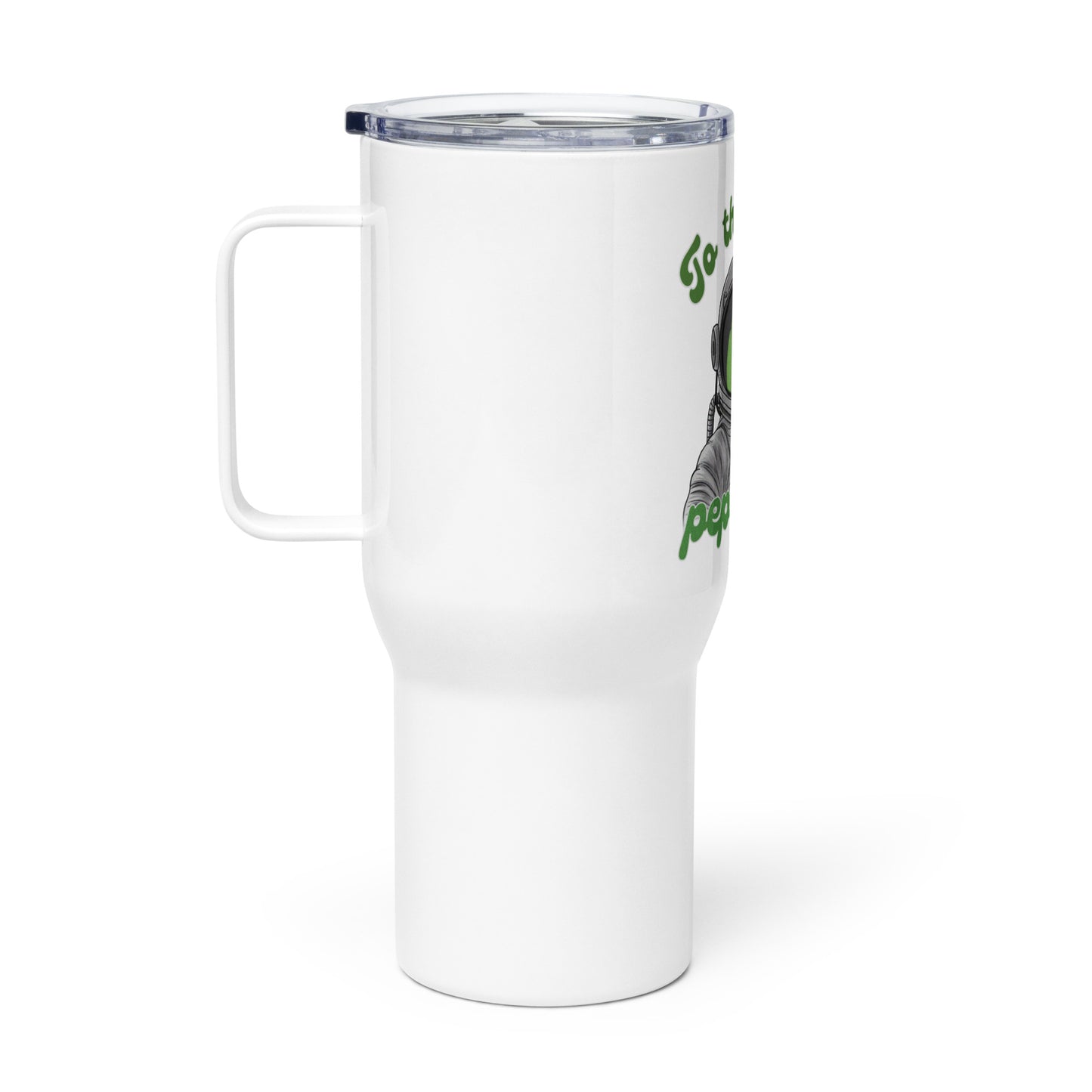 PEPE Coin Travel mug with a handle