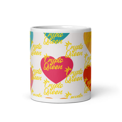 White glossy Crypto Queen mug