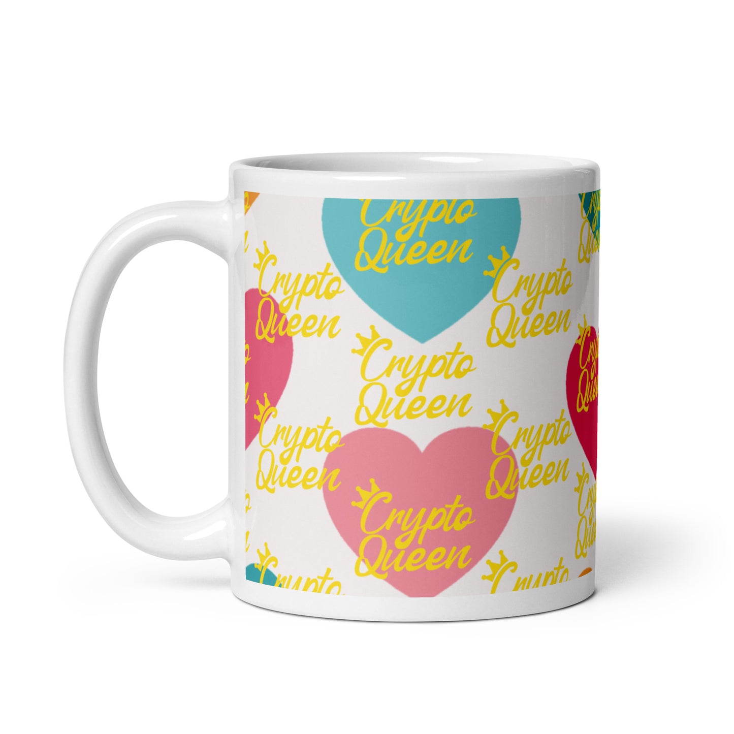 White glossy Crypto Queen mug