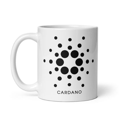 White glossy Cardano ADA mug