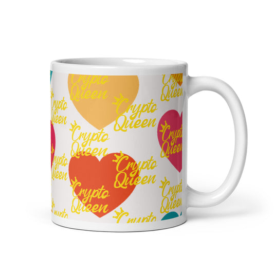 White glossy Crypto Queen mug