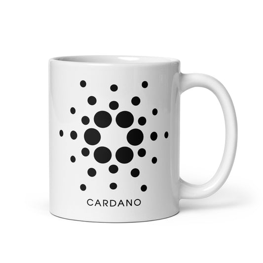 White glossy Cardano ADA mug